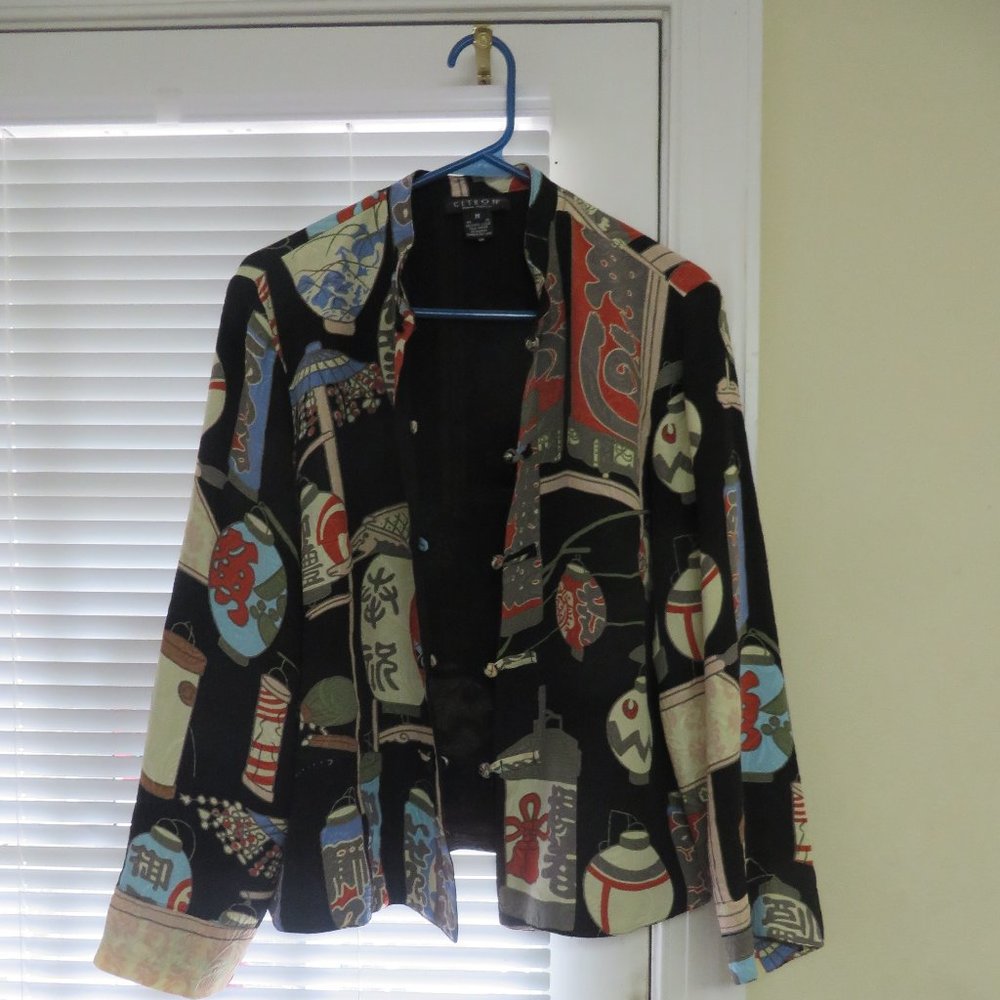 ❤️CITRON SANTA MONICA Holiday Balls Ornament Silk Kimono Jacket Size M